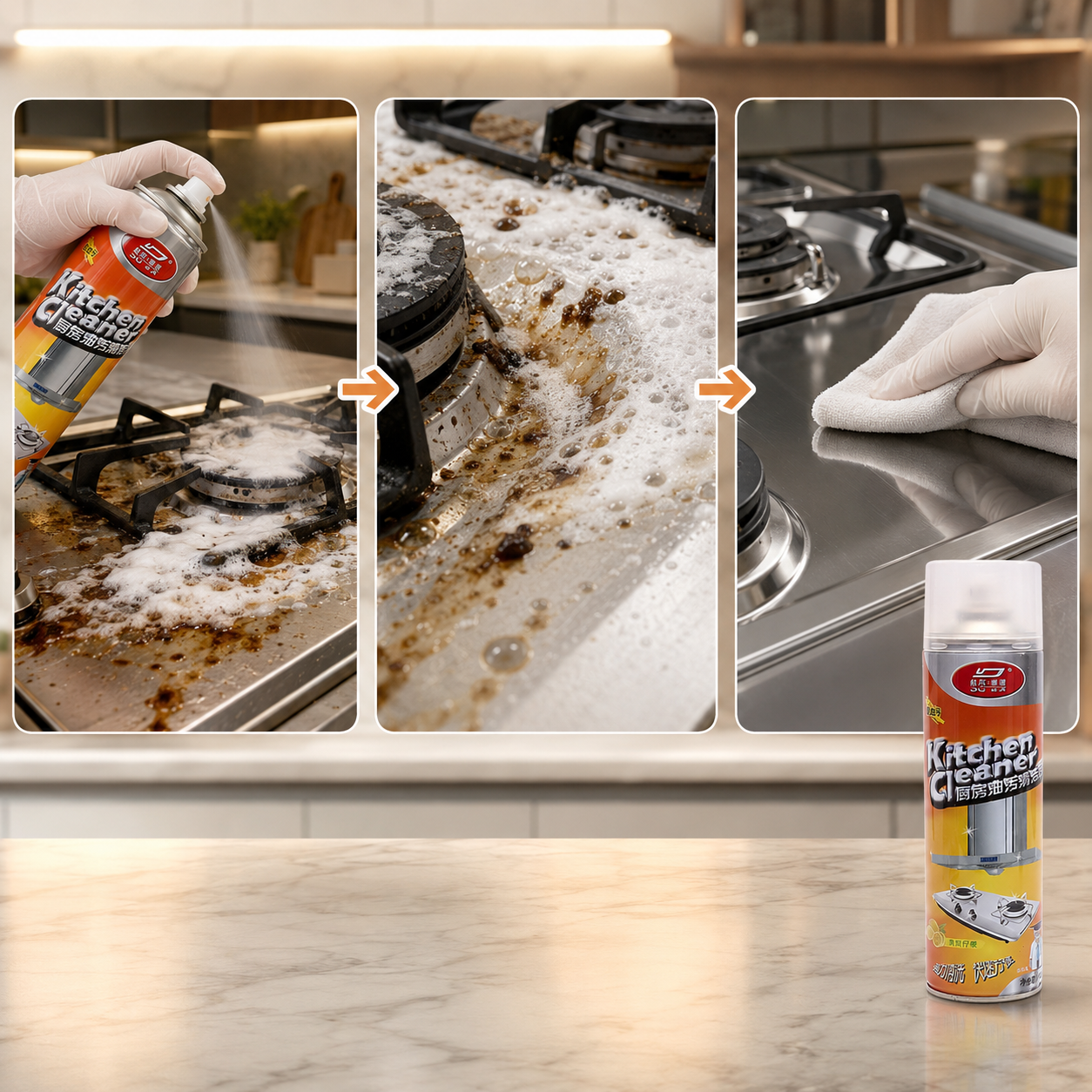 2Pcs Powerful Foaming Kitchen Spray for Cleaning - Image 3