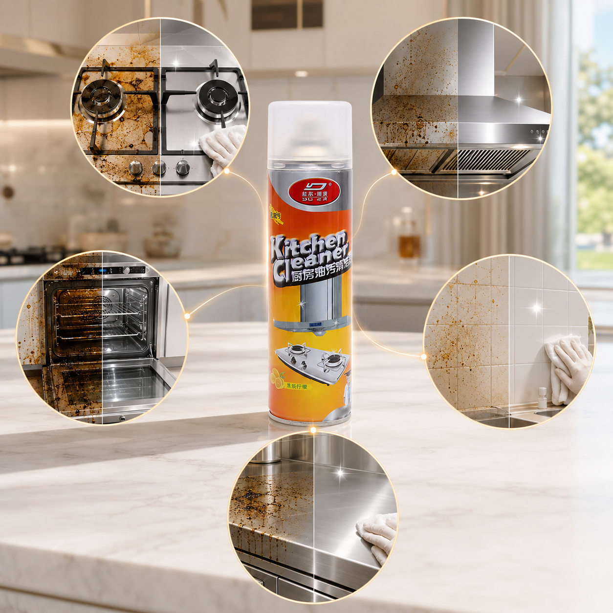 4Pcs Powerful Foaming Kitchen Spray for Cleaning - Image 4